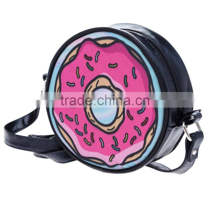 New Design 3D Print Custom Mens Leather Round Shoulder Bag