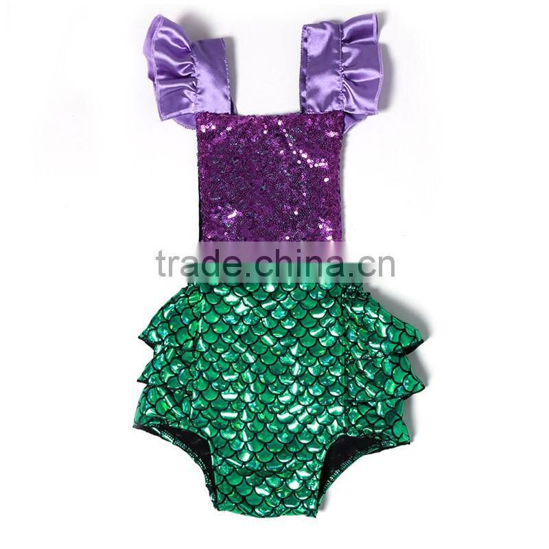 Hot sale! Children fashion mermaid romper with headband