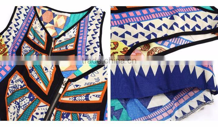 Women Summer New Design Casual Geometric Printed Sleeveless Tops