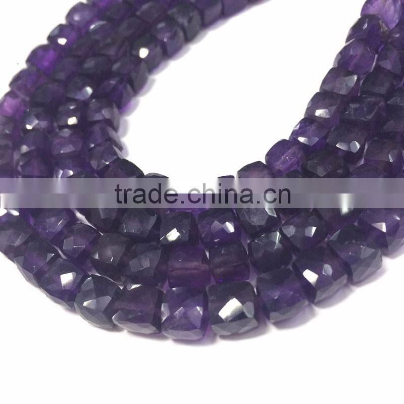 WHOLESALE LOT NATURAL AMETHYST APPROX 7X7-8X8MM BOX FACETED LOOSE BEADS