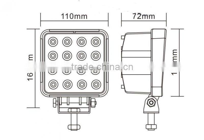 Best sell Automobile Square 48w Led Work Light
