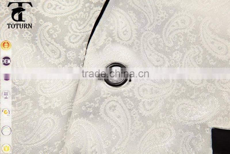 New Style Hot Sale Fancy Direct Manufacturer Made to Measure Formal Wear white Two Pieces Rayon Coat Pant Men Suit for wedding