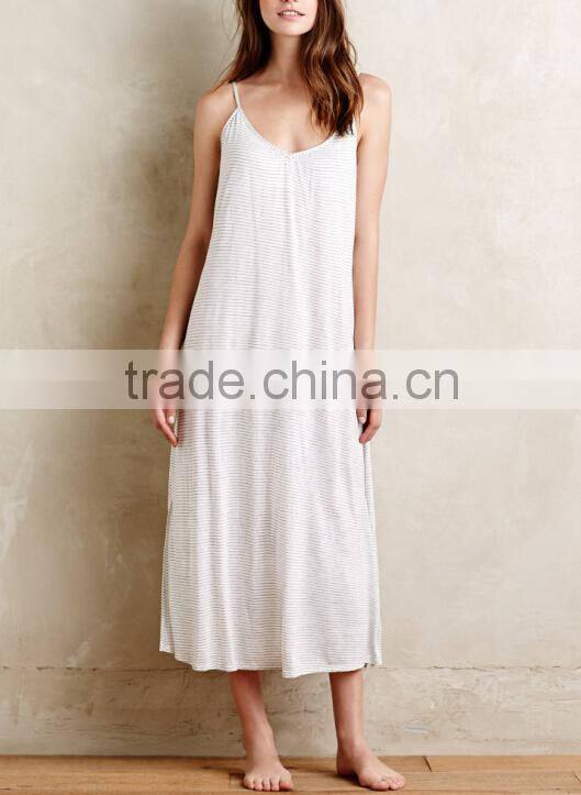 Wholesale OEM Spring Winter Cotton Spandex Long Sleeves Elder Women Pink Sleep Nightgown