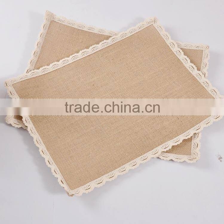 Square crochet coasters with lace trims,hot burlap fabric crochet doilies