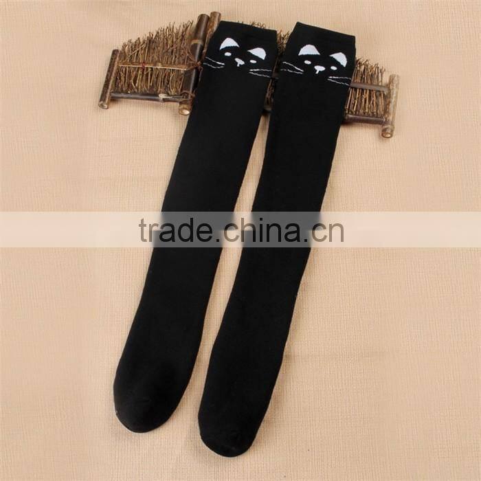 knee high socks women school young girls sock,wholesale red white cat design socks