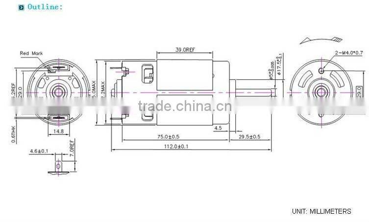 12V DC Blower Motor, 43.8mm DC Electric Motor for Car