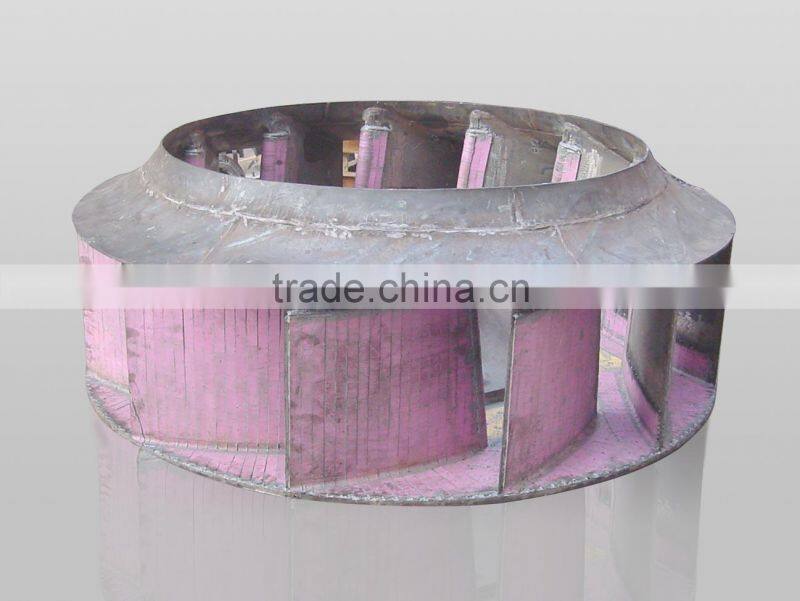 Mining impact&wear resistant 95% alumina ceramic lining fan impeller