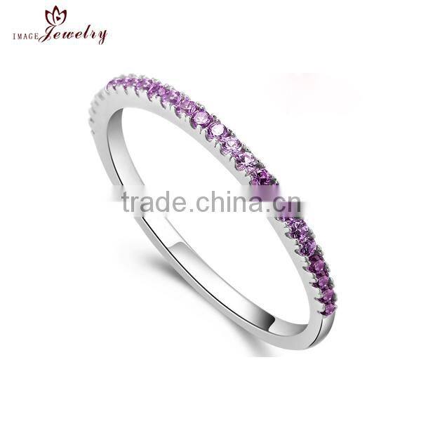 Bright Birthstone Colorful Cubic Zircon Encircle Band Silver Ring