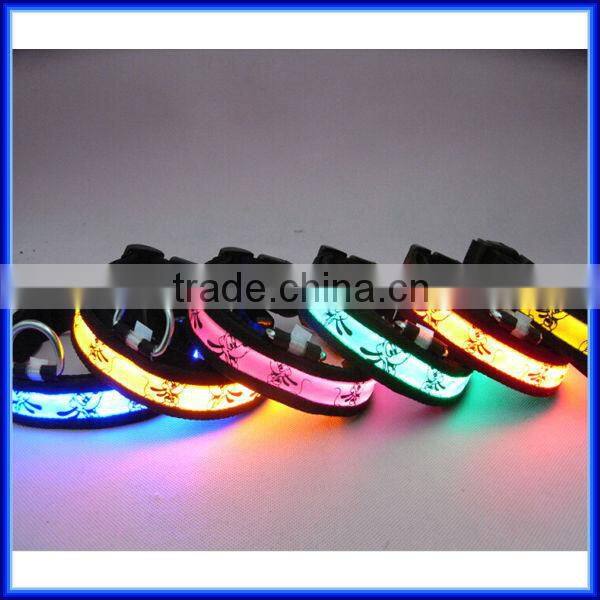 Wholesale adjustable flashing light waterproof led dog collar/Safety glowing christmas light led dog collar/led dog collar