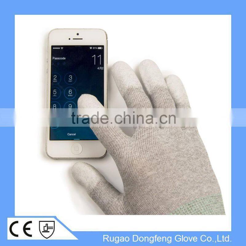 HPPE Fiber Dotted Glove with Nitrile Tips Level 3 Cut Resistant PU Finger Gloves
