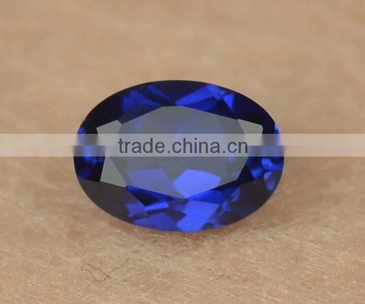 wholesale high quality AAAAA oval cut 34# artificial synthetic blue corundum