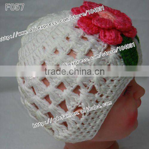 Wholesale 100% cotton fashion crochet beanie flower hat,cool hats girls ,girls knit hats