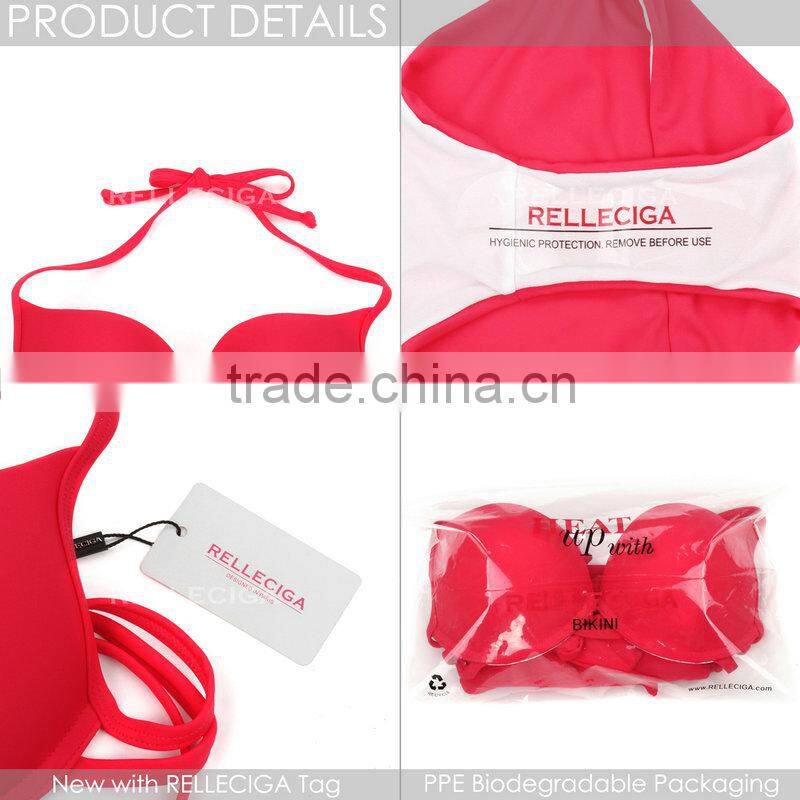 RELLECIGA 2016 Watermelon Red Push-up Halter Bikini