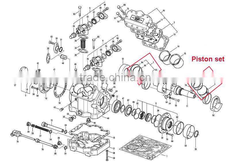 Bitzer piston set for ac compressor,different sizes pistons for bitzer 4nfcy compressor,air compressor o ring piston