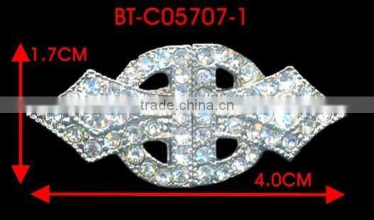 3MM 2MM Clear Crystal Garment Rhinestone Rhodium Metal Pair Buckle