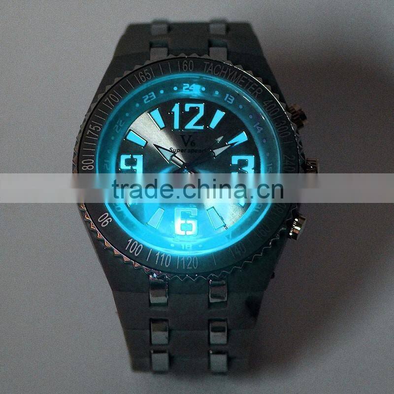 WJ-5414 big face silicone trendy attractive top brand V6 night luminous men and women watch