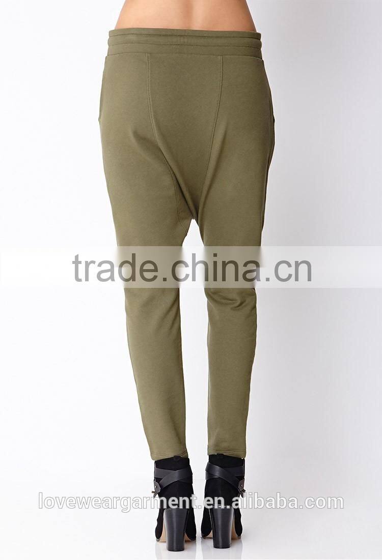 Custom army green blank baggy harem pants for women wholesale