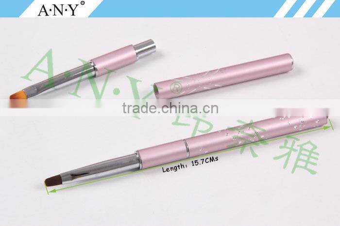ANY Nail Art Beauty Design Pink Metal Oval UV Gel Art Brushes for Nail Art