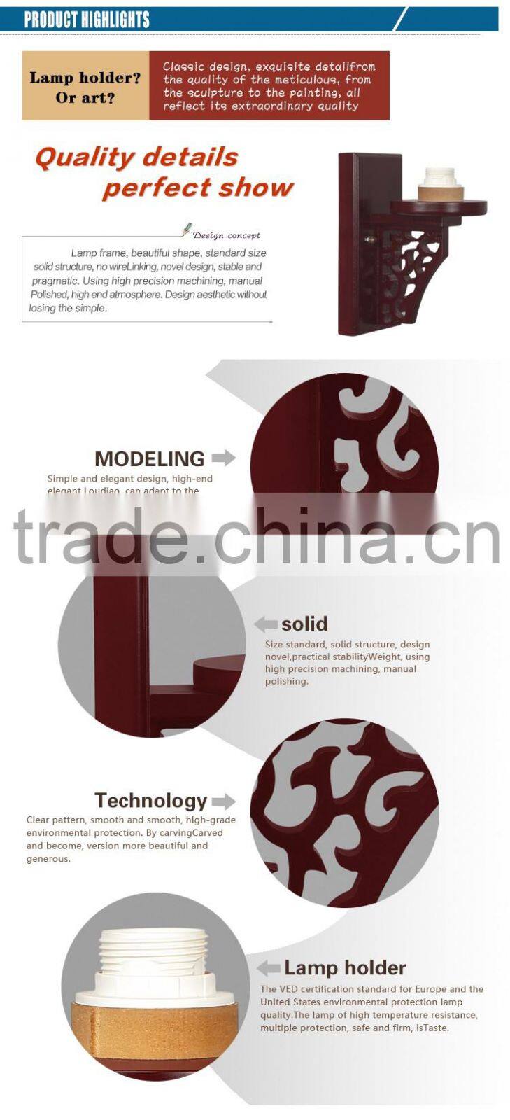 American and European Style Wall lights Antique Wall Lamp Ceramic Wood Craft Bedside Home Deco Hotel Vintage Bathroom Light