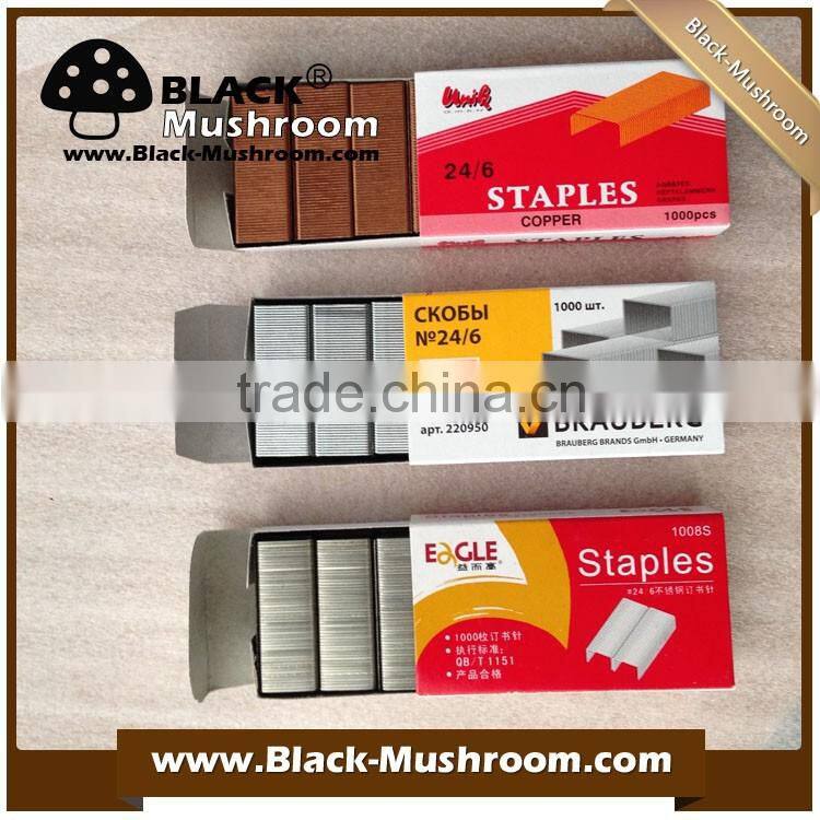 Factory supply silver color 24/6 office staples good quality lower price (welcome to ask sampels)