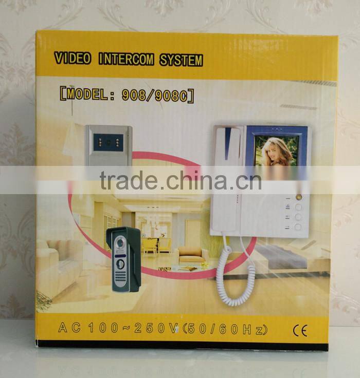 ETE door phone intercom system 4"TFT LCD handset monitor color ETE apartment wired night vision ring doorbell video