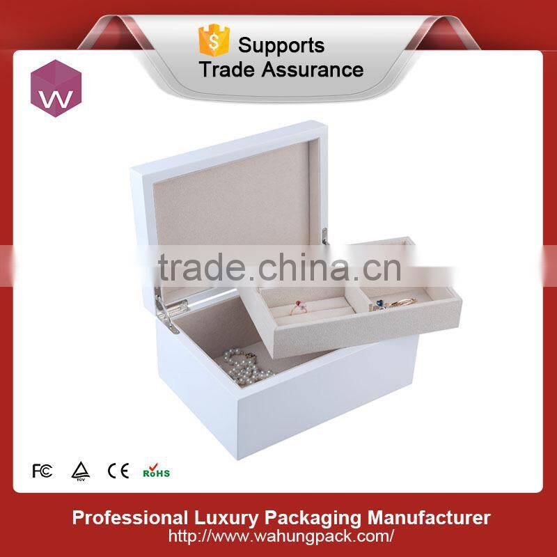 High Light Blue Lacquer Wooden Jewelry Box With Black Velvet