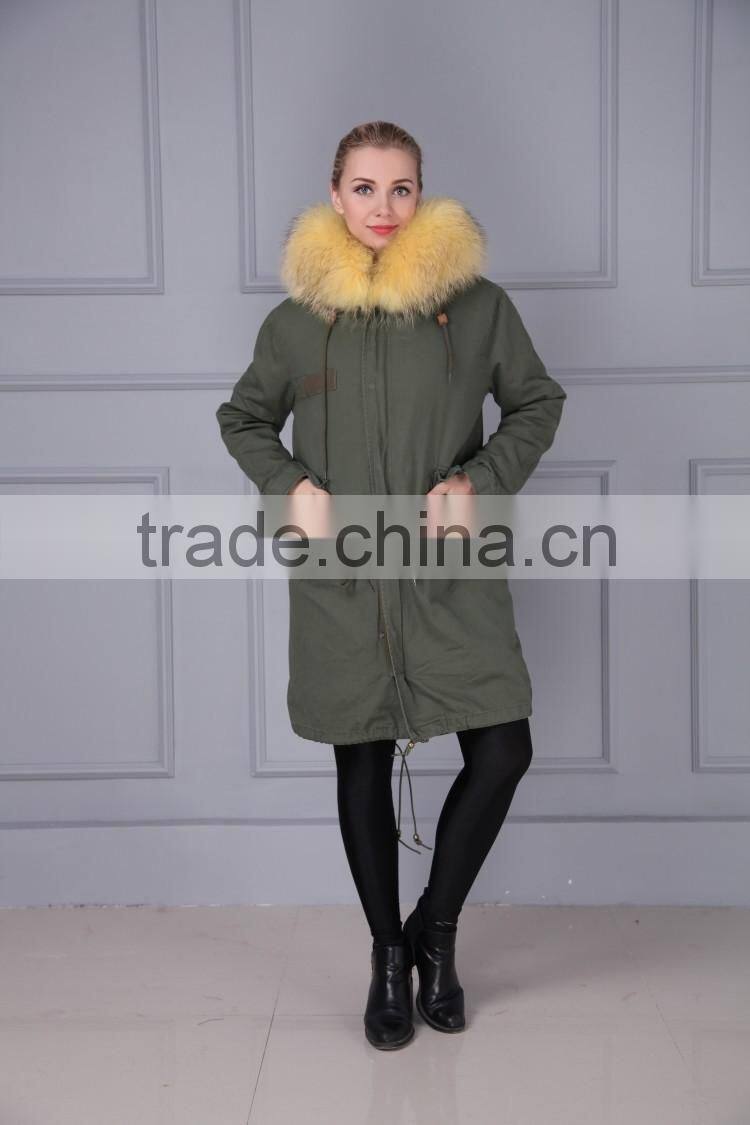 Fur Lining Women Winter Jacket Parka Raccoon Fur Parka For Ladies