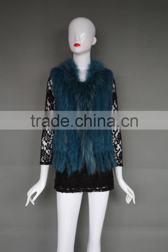 Natural Stylish Fashion Women's Knitted Genuine Rabbit Fur Vest