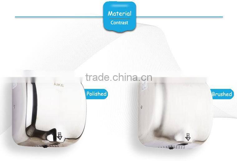 wall mounted polished stainless steel jet hand dryer