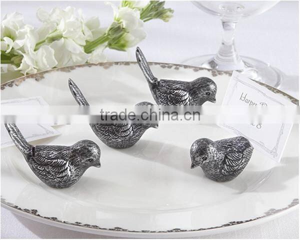 wedding party favor decoration--Antiqued Bird love bird place name card holder