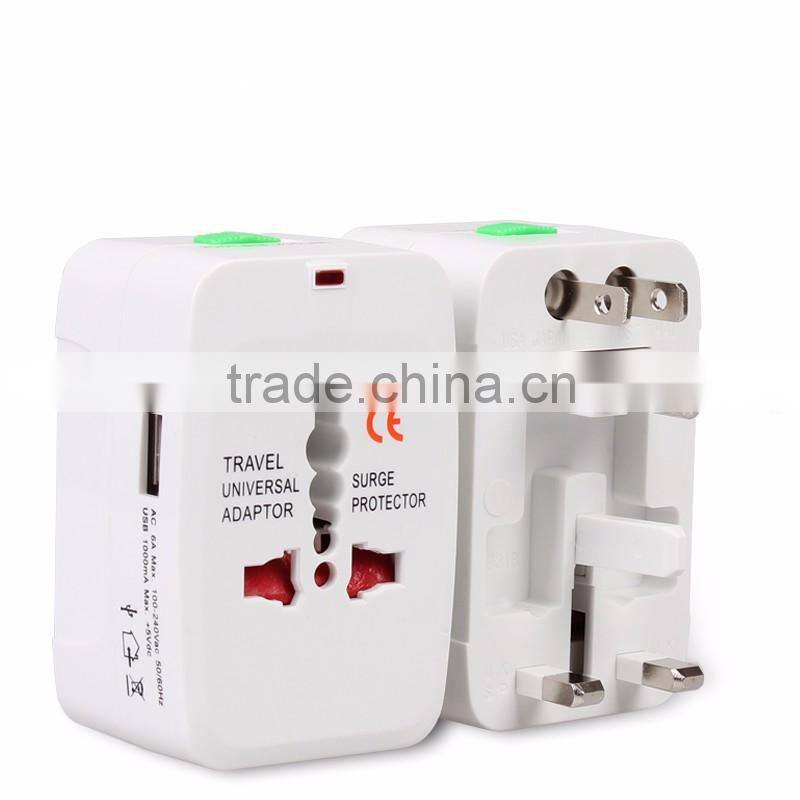 High quality Universal International Plug Adapter 2 USB Port World Travel AC Power Charger Adaptor