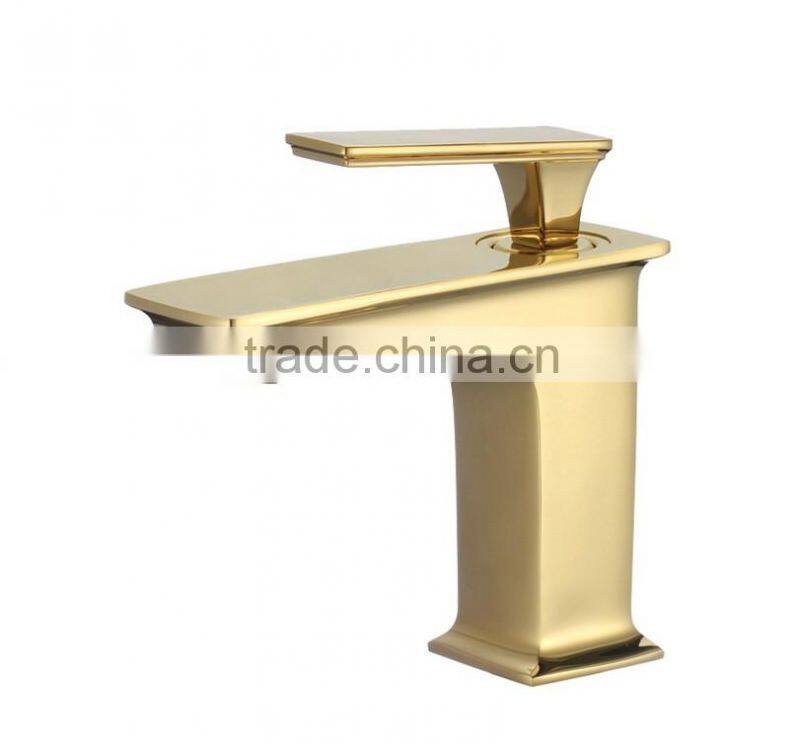 new design square chrome gold single handle basin faucet
