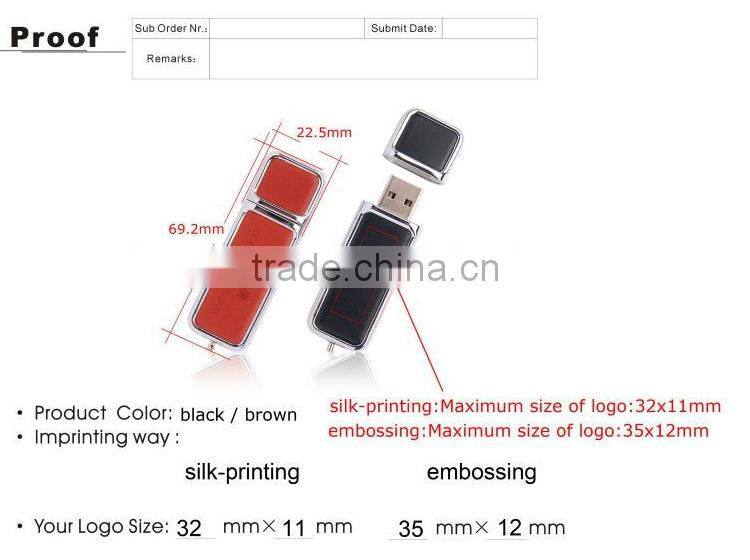 Hot selling fahsion leather USB flash drive with customized logo 4gb