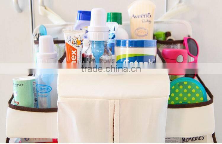 Baby Item Hanging Organizer Bag Baby Crib Side Storage Bag With Compartment