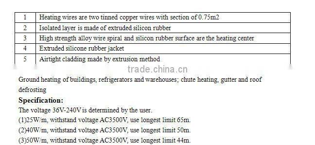 Electrical Parallel Constant power Heater Cable wire with Insulation