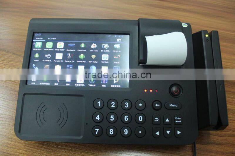7 Inch Intelligent Tablet POS with PSAM Encryption, Bluetooth, RFID Card Reader, Printer