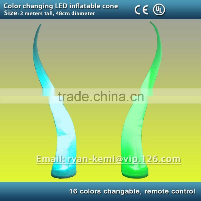 color changing LED light decoration inflatable cone wedding party inflatable cone decorative LED inflatable