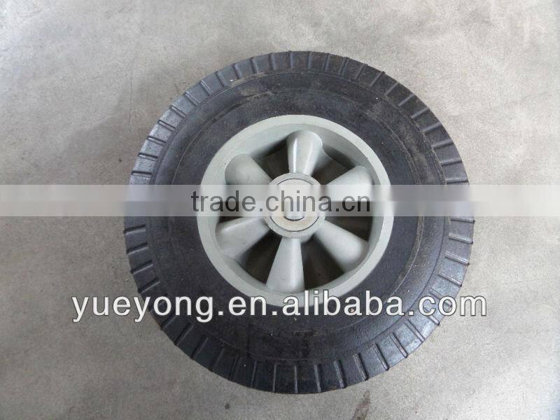 10 inch rubber powder wheel/plastic rim solid rubber wheel for hand truck