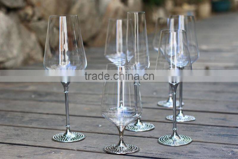 Custom Wine Glass Glitter Gold Vodka Glasses Drinking Spirit Glass Crystal Juice Glassware
