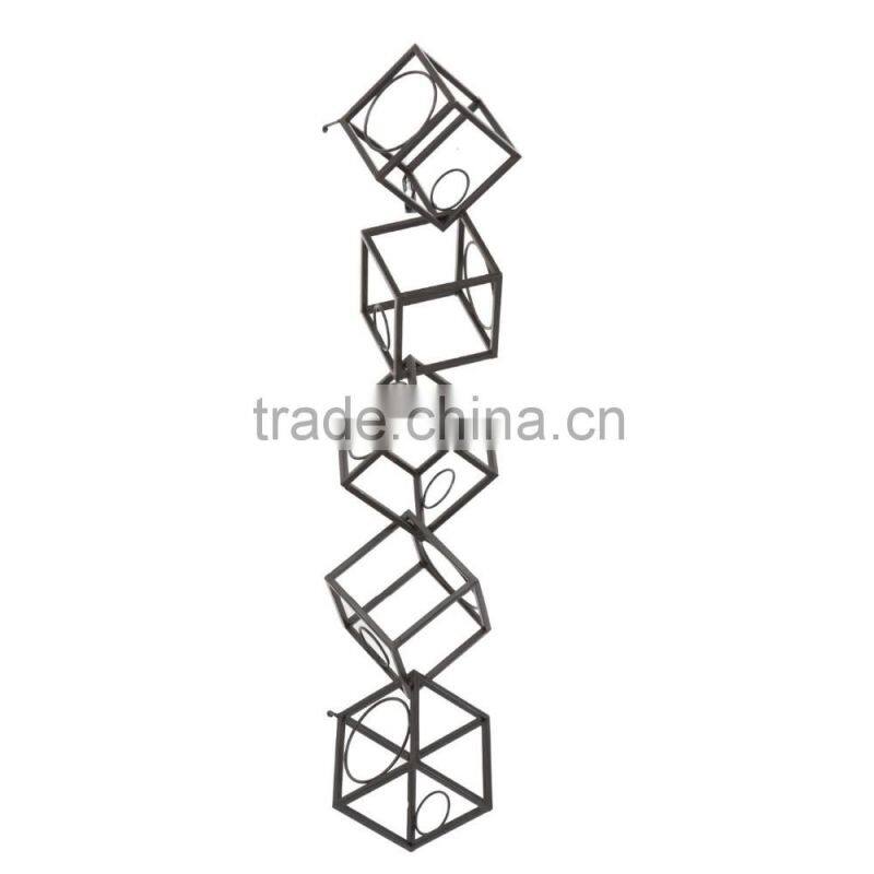 Black Metal Wall Mounted Geometric Wine Rack/Organizer for 5 Bottles