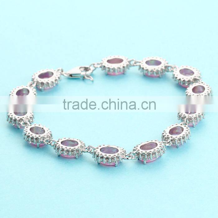 925 Sterling Silver Blue Opal Handmade Bracelet SBI184W