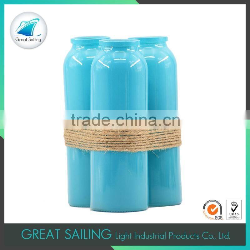 blue 3pcs mini decorated flower glass vase