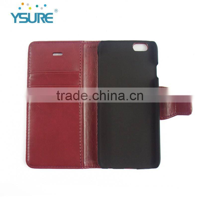 Various Color High Quality PU Leather Flip Wallet Phone Case For iPhone 7 with card slots