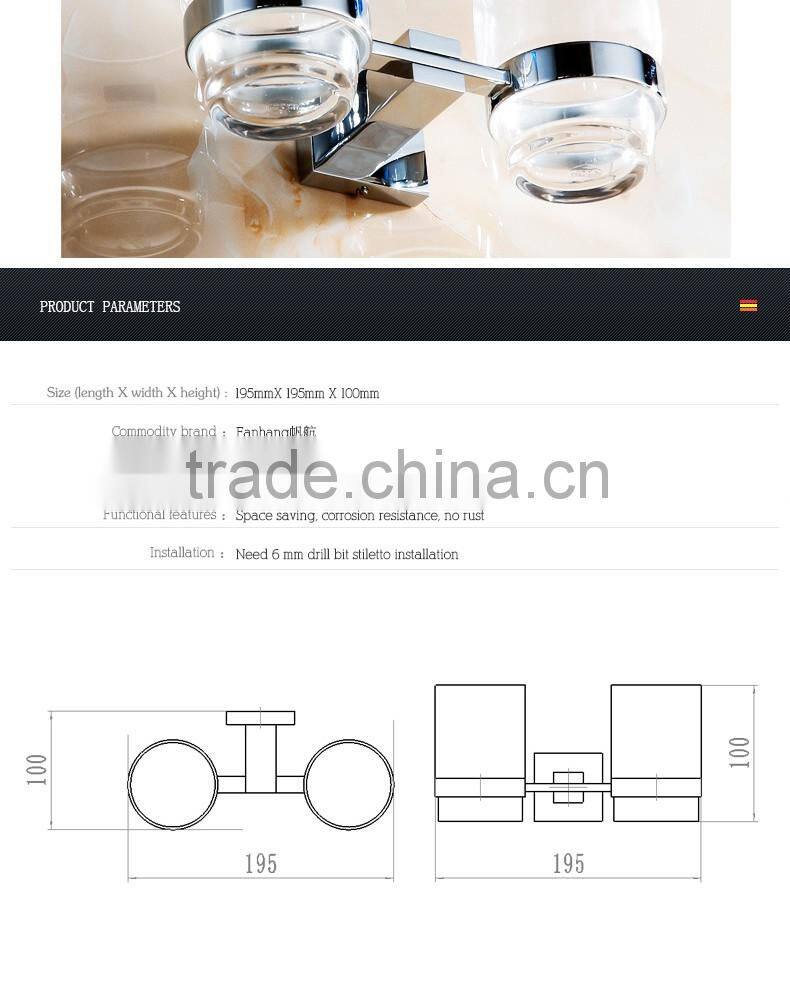 bathroom accessory with brass fancy double tumbler holder for hotel family use.