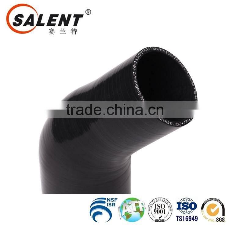high grade 70mm to 51mm black flexible 45 degree silicone reducer elbow hose silicone rubber hose