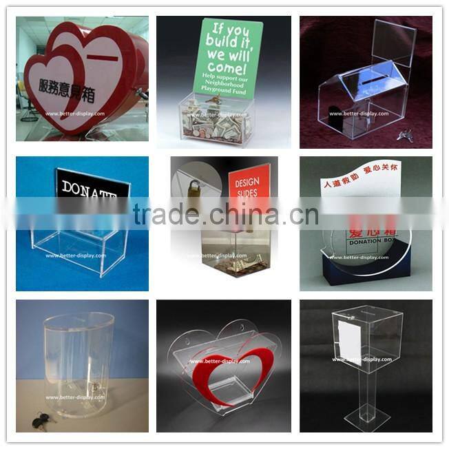 wholesale acrylic plastic charity collection boxes