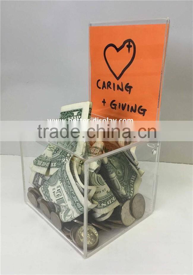 wholesale acrylic charity collection bins