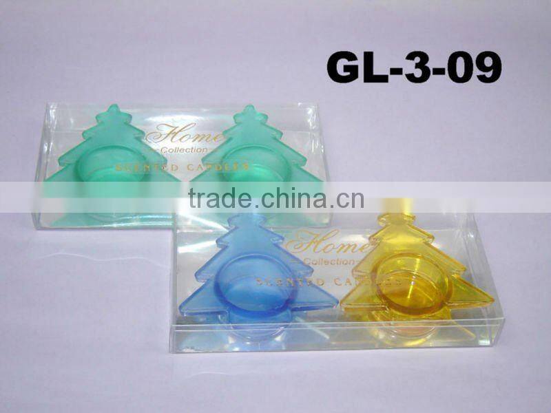 colored christmas tree candle holder