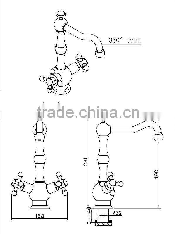copper brass satin gold sink mixer 12/D1044