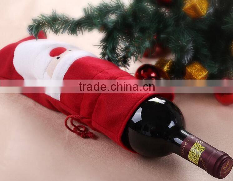 Promotional christmas decoration, hot sale santa claus bottle case, christmas red wine bottle cover